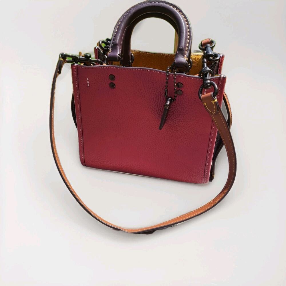 COACH Rogue 20 Color Block Pink Regenerative Leather CH586